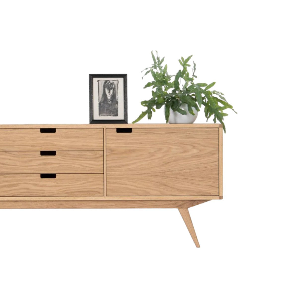 Jacek Oak Wood Sideboard featuring smooth-gliding storage drawers