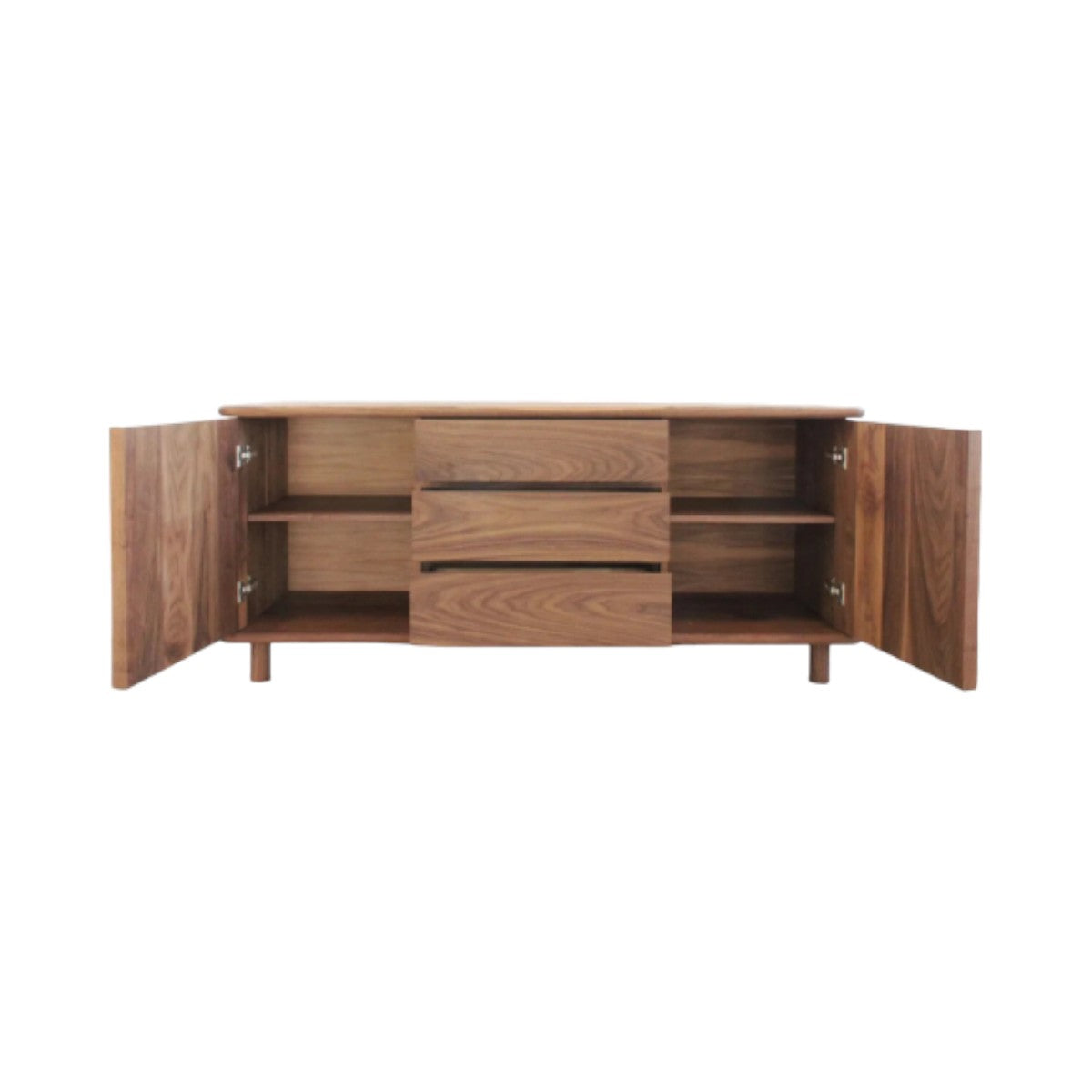Jamese Walnut Wood Sideboard sturdy tapered solid wood legs detail