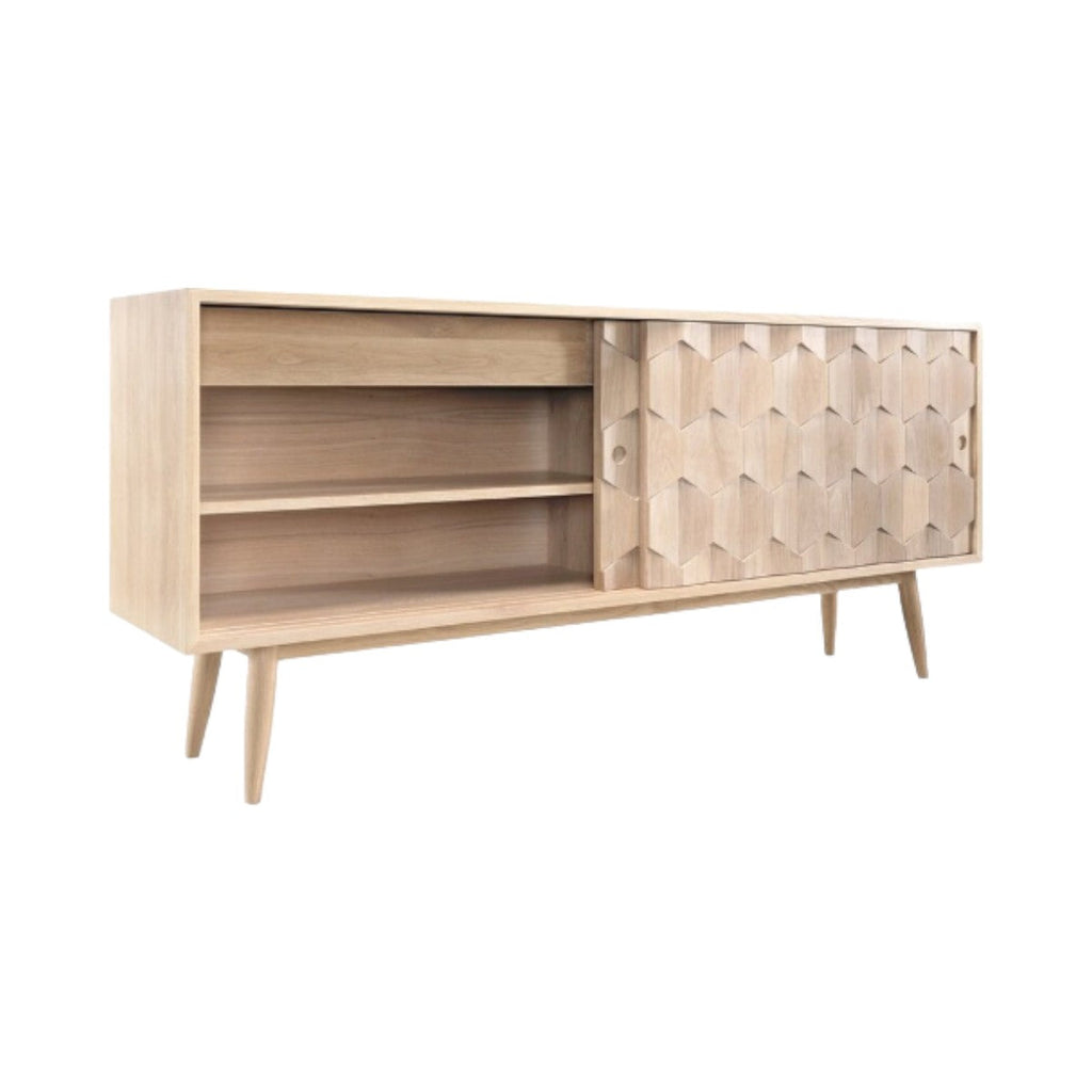 Jara Oak Wood Sideboard featuring smooth-gliding storage drawers