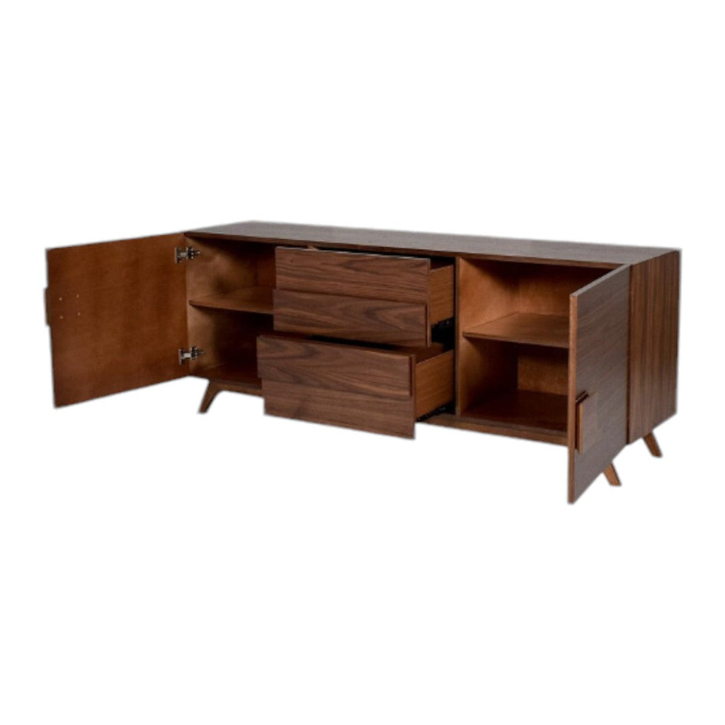 Kalenna Walnut Wood Cabinet & Sideboard close-up of polished wood texture