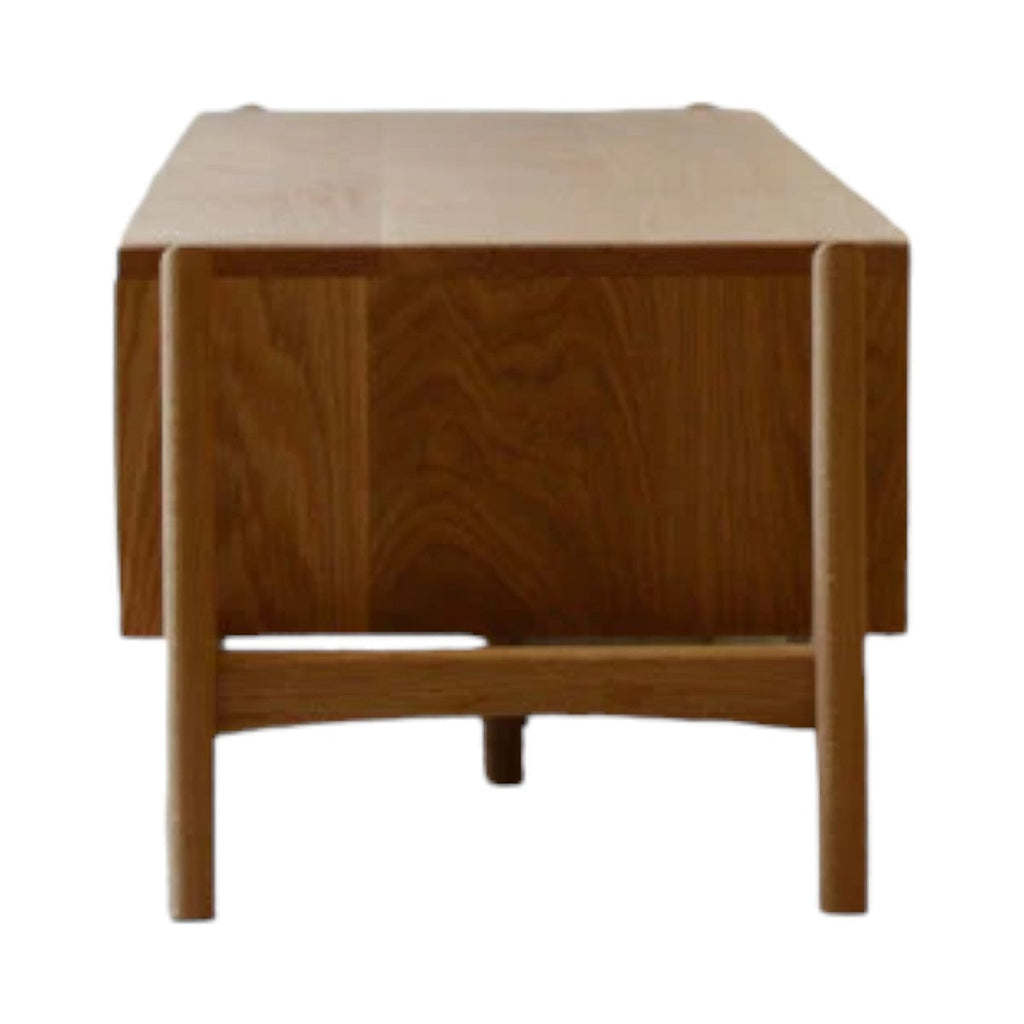 Malina Oak Wood TV Unit sturdy solid wood base and low-profile design