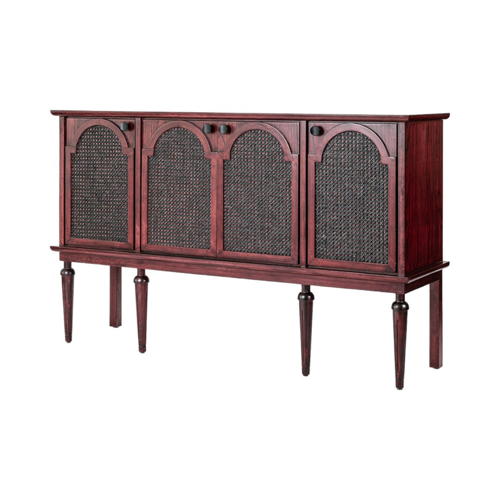 Malvina White Oak Wood Sideboard with open drawers