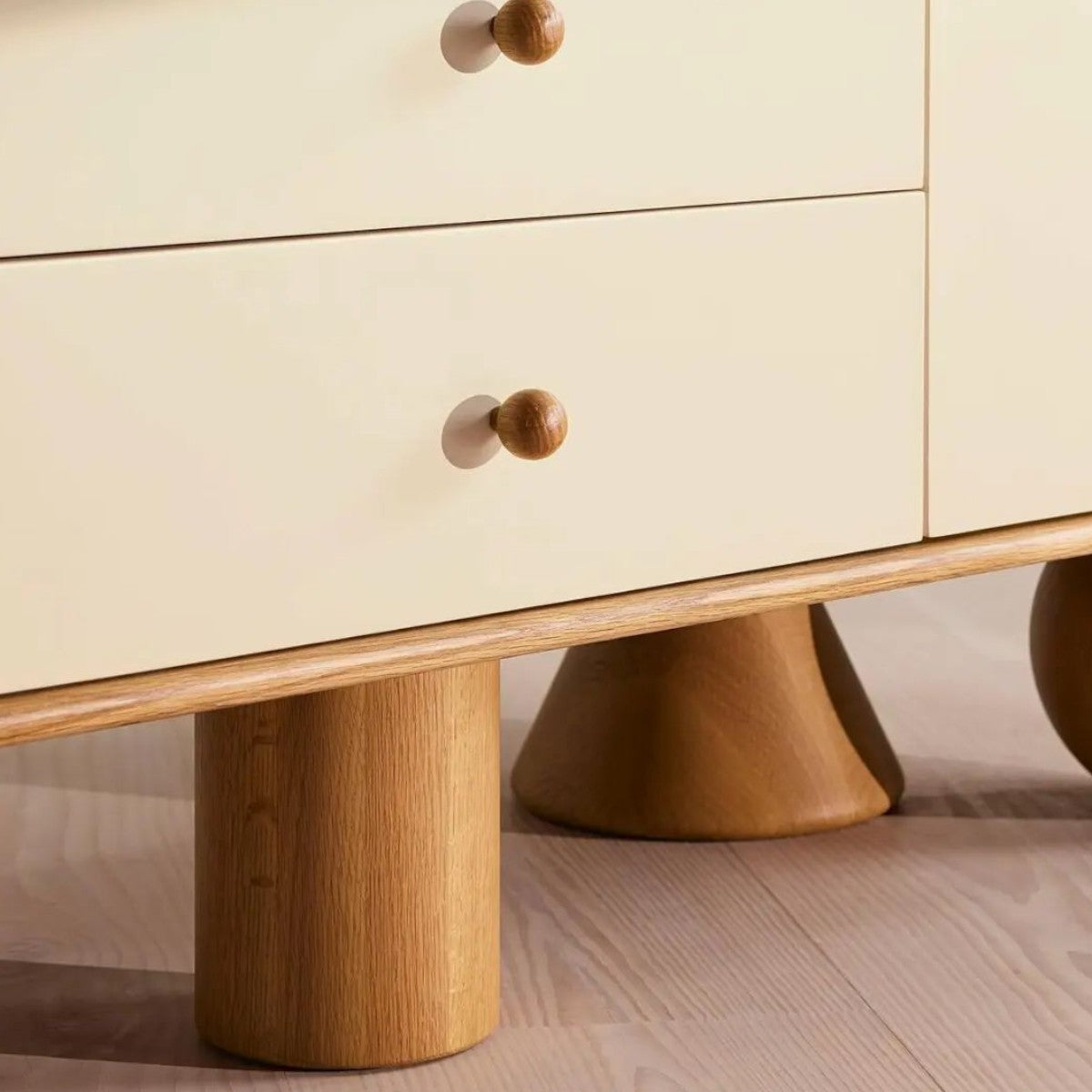 Marcel Oak Wood Cabinet & Sideboard base leg design