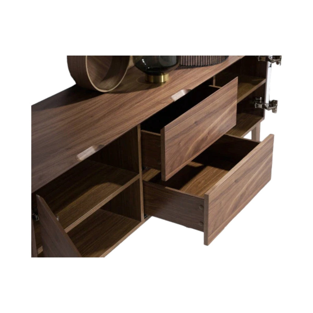 Maeko Walnut Wood Cabinet & Sideboard Drawers close up