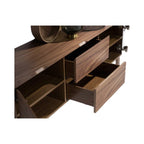 Maeko Walnut Wood Cabinet & Sideboard Drawers close up