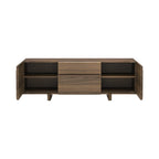 Melanion Walnut Wood TV Unit with open doors showing interior
