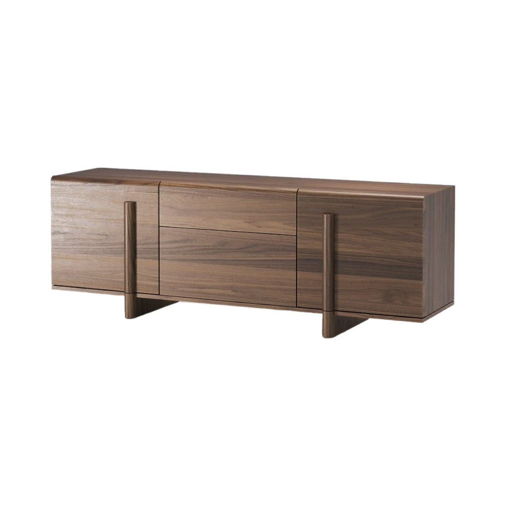 Melanion Walnut Wood Media Console showing rich natural dark wood tones