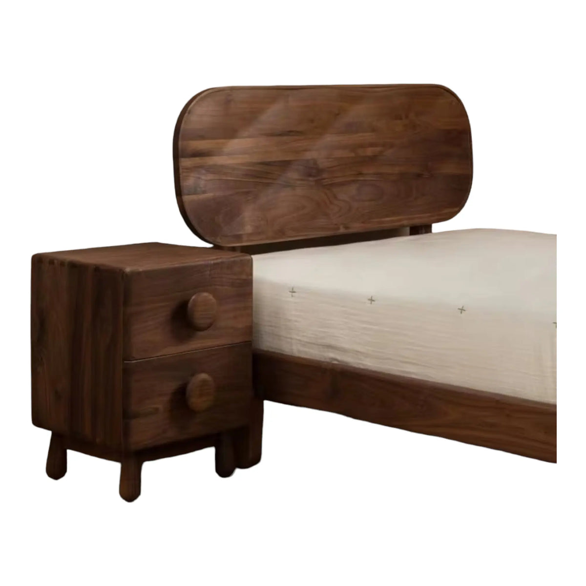 Aase Walnut Wood Bed for bedroom