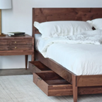 Aceline Walnut Wood Storage Bed finish