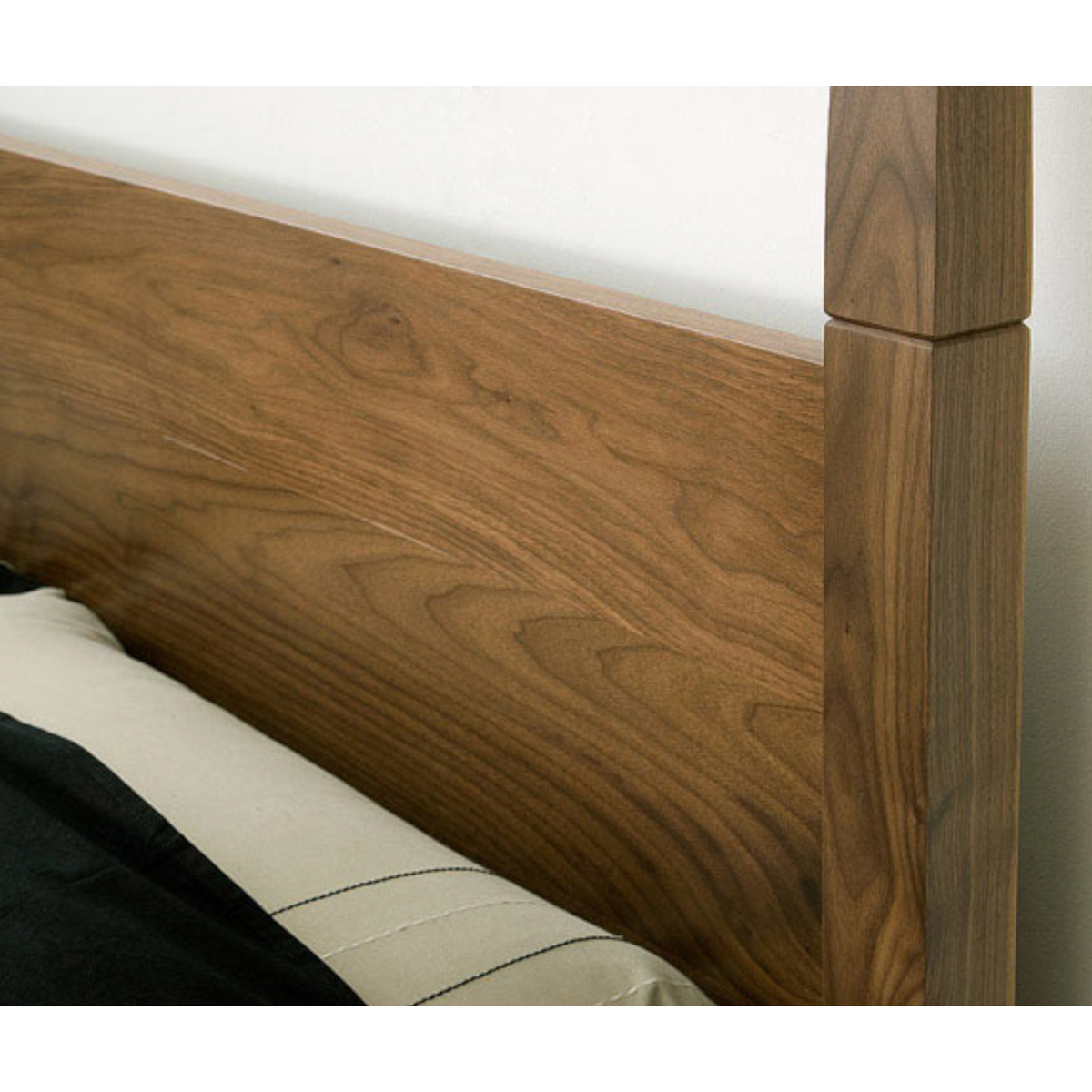 Adam Walnut Wood Bed close-up