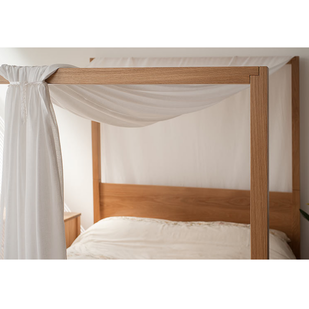 Aida Oak Wood Poster Bed furniture